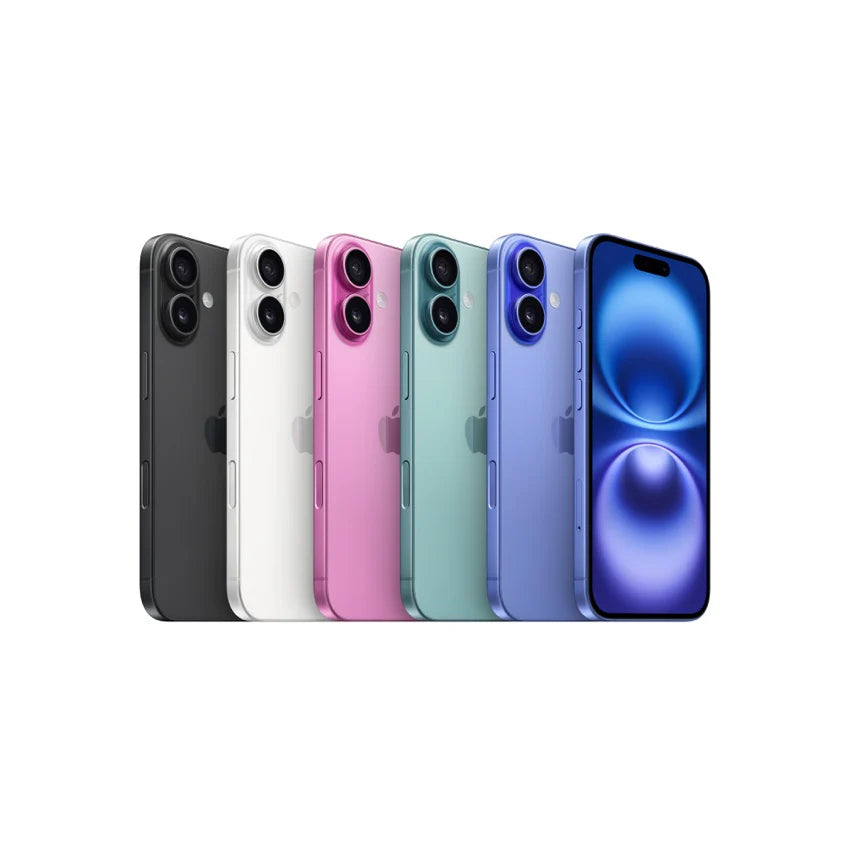 iPhone 16 shown in several colors