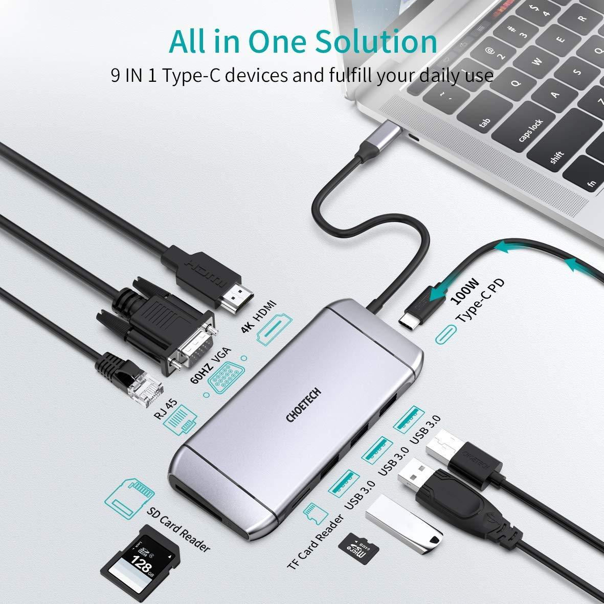 Choetech Hub-M15 9-In-1 Usb-C Multiport Adapter