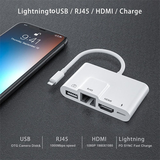 Coteetci Lightning Otg Hdmi 4 In 1