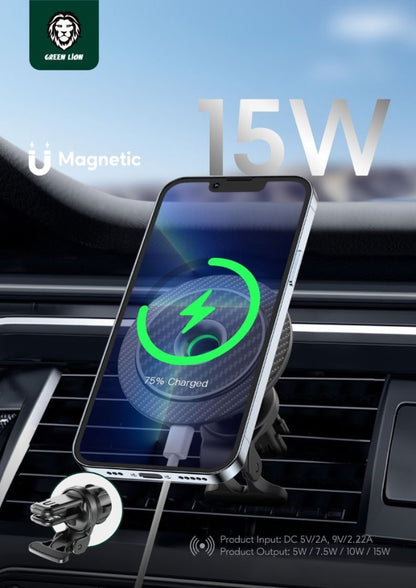 Green Lion Carbon Fiber Magnetic Wireless Car Charger 15W