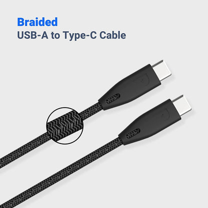 Powerology Braided USB-C to USB-C Cable - 2m / 6.6ft