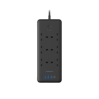 Powerology 48W 6AC 1x PD USB-C and 3x QC USB-A Power Strip with UK Plug