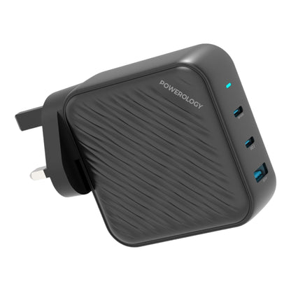 Powerology 140W PD QC 2xUSB-C and 1xUSB-A GaN Charger UK - Black