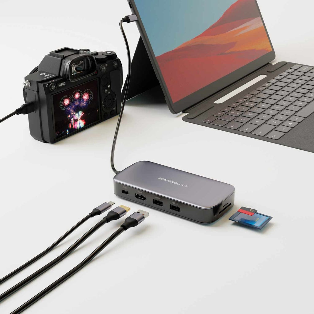 Powerology USB-C Hub & 256GB-512GB SSD Drive All-in-one Connectivity & Storage PD 100W