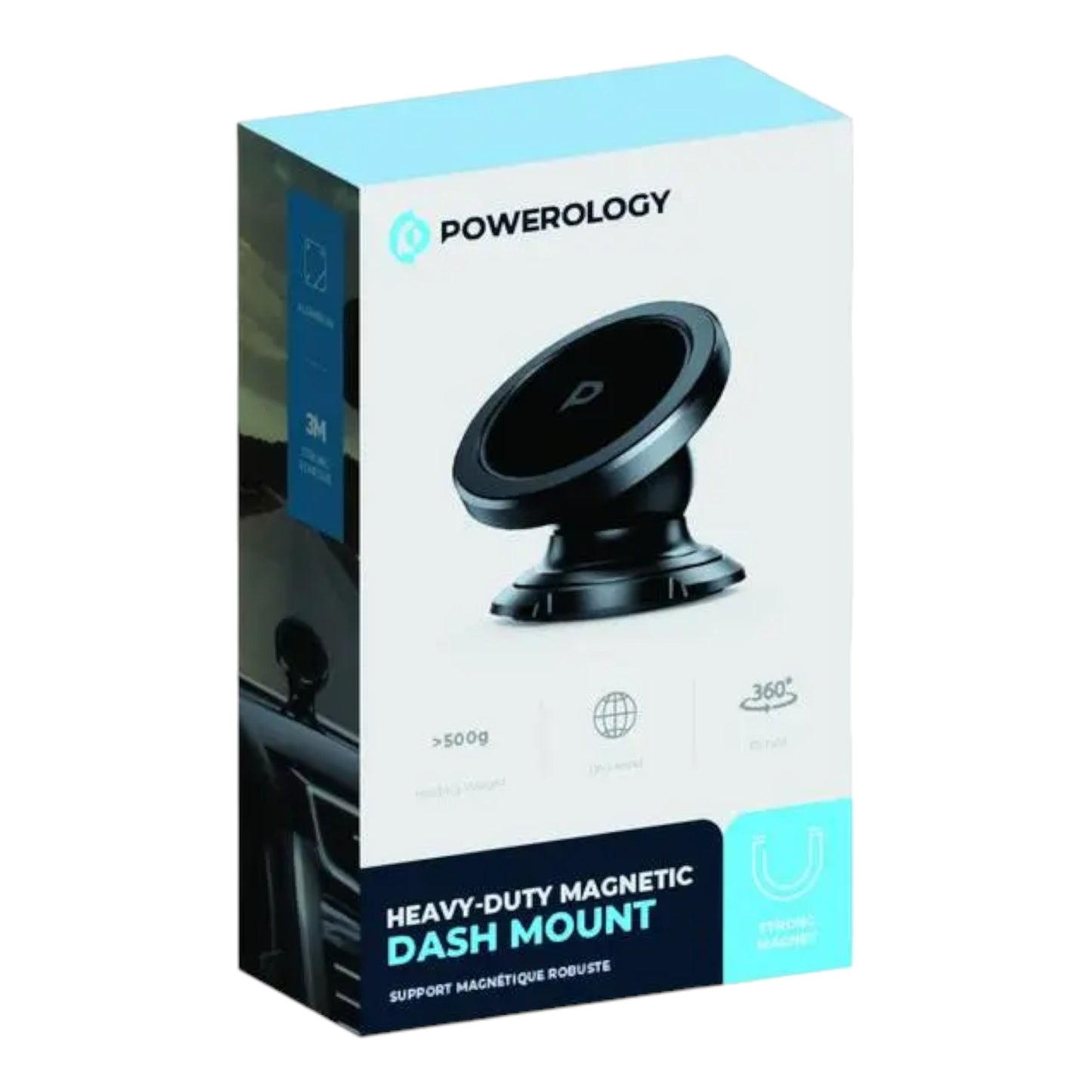 Powerology Heavy Duty Magnetic Car Mount 360 Rotatable with 3M Metal Plates