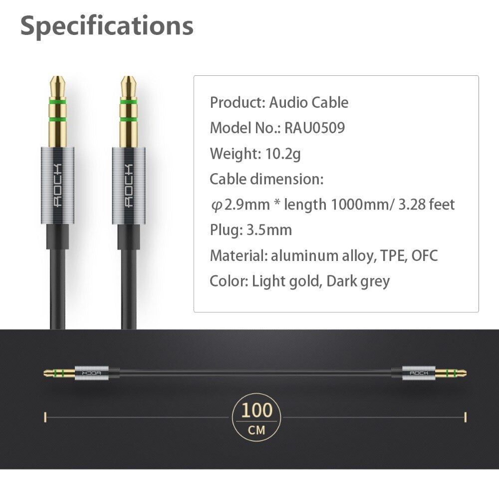 Rock Aux Audio Cable 1M